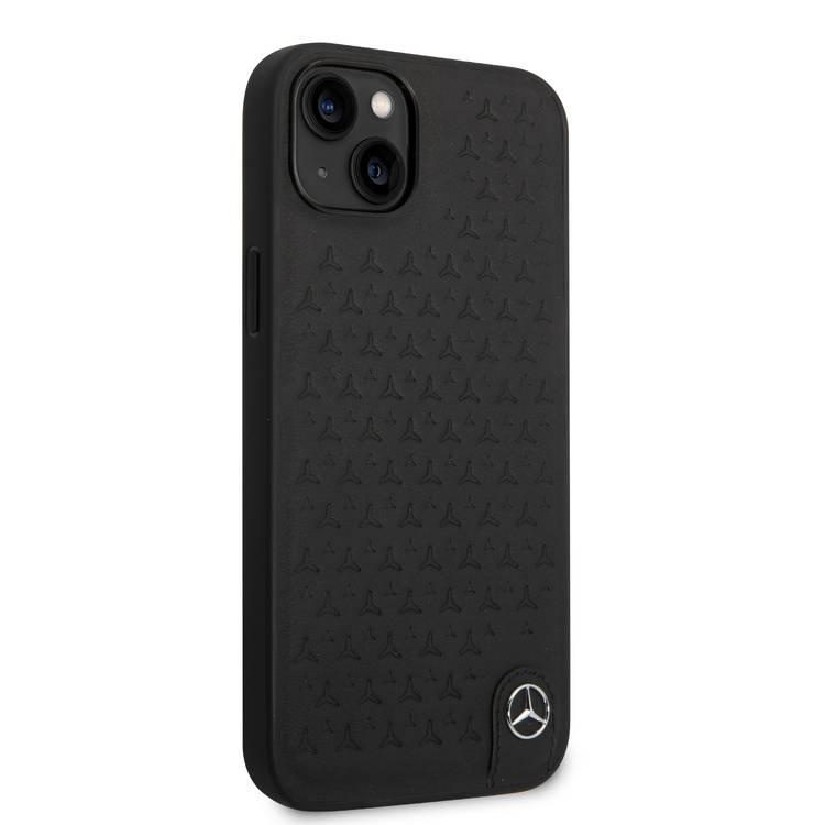 Mercedes-Benz Genuine Leather Case with Star Pattern iPhone 14 Plus - Black