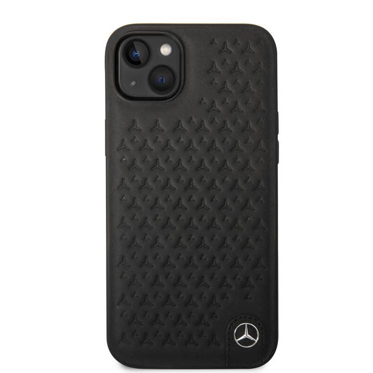 Mercedes-Benz Genuine Leather Case with Star Pattern iPhone 14 Plus - Black