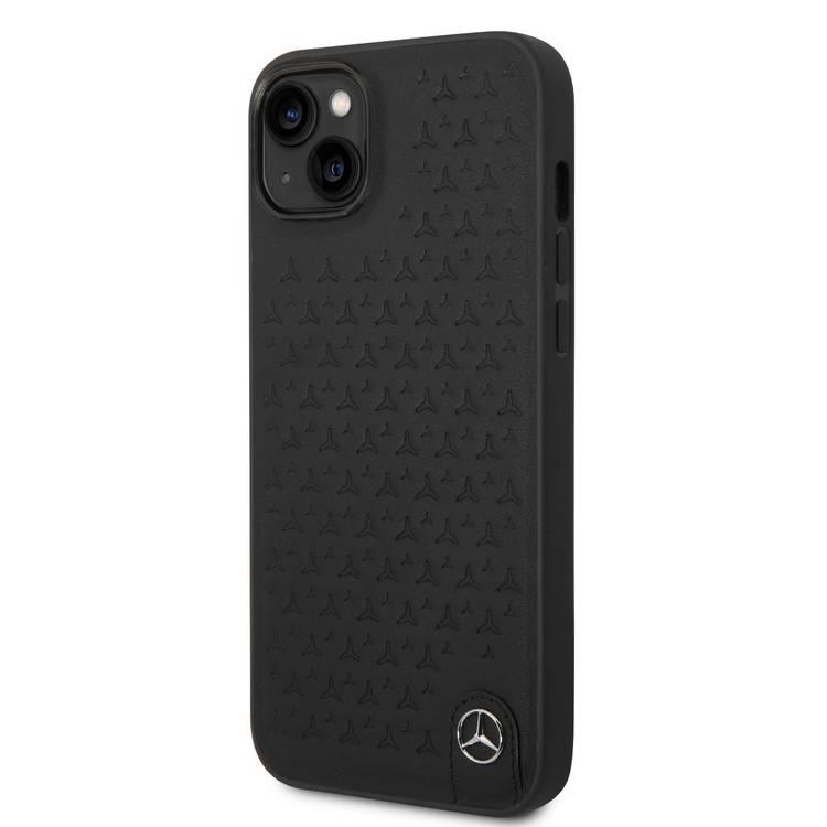 Mercedes-Benz Genuine Leather Case with Star Pattern iPhone 14 Plus - Black