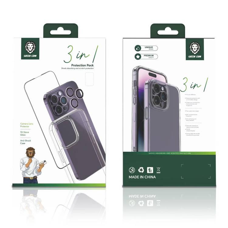 Green Lion 3 in 1 Protection Pack iPhone 14 - صافي