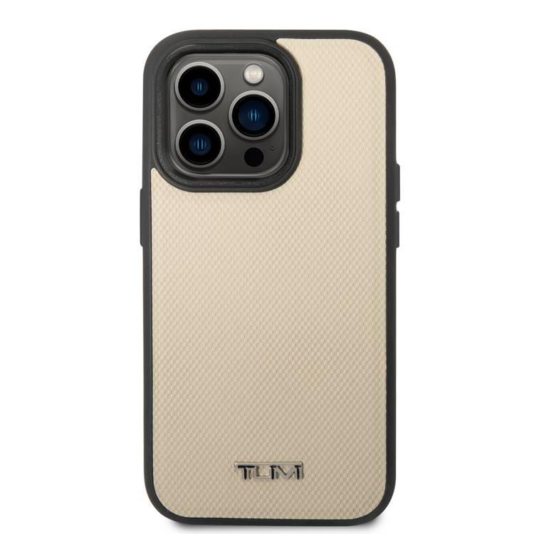 Tumi HC Leather with MagSafe Embossed Ballistic Pattern Case iPhone 14 Pro Max - Beige