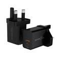 Porodo Blue Dual Port Wall Charger PD/QC  - Black