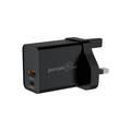 Porodo Blue Dual Port Wall Charger PD/QC  - Black