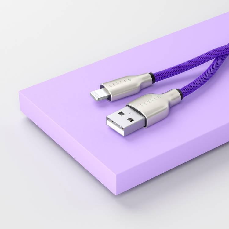 Levelo USB-A To Lightning MFi 1.1m Cable - Purple