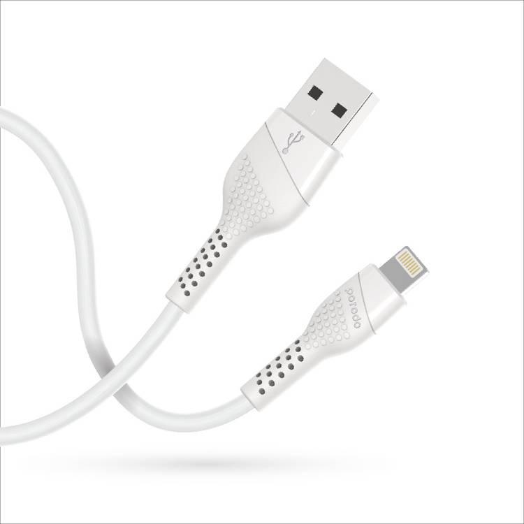 Porodo Blue USB-A to Lightning Cable - 1.2m/4ft - White