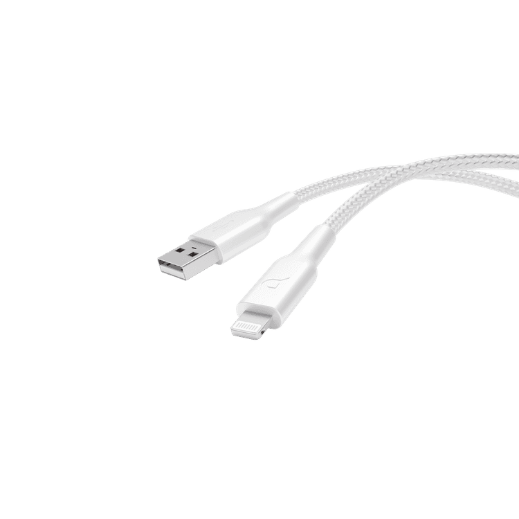 كابل باورولوجي مضفر USB-A إلى Lightning - أبيض