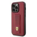 Ferrari HC Grip Stand Perforated & Metal Logo Case - iPhone 14 Pro - Red