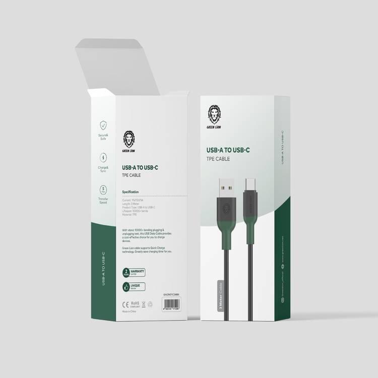 Green Lion USB-A to Type-C TPE Cable - 3m - Black