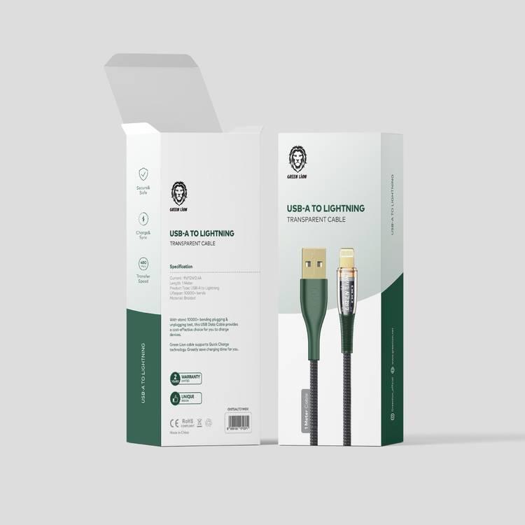 Green Lion USB-A to Lightning Transparent Cable - 1-Meter - Black
