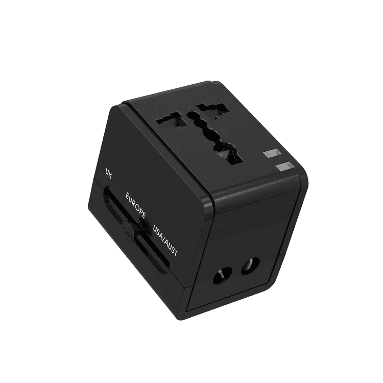 Porodo Blue Dual USB-A Universal Travel Adapter - Black