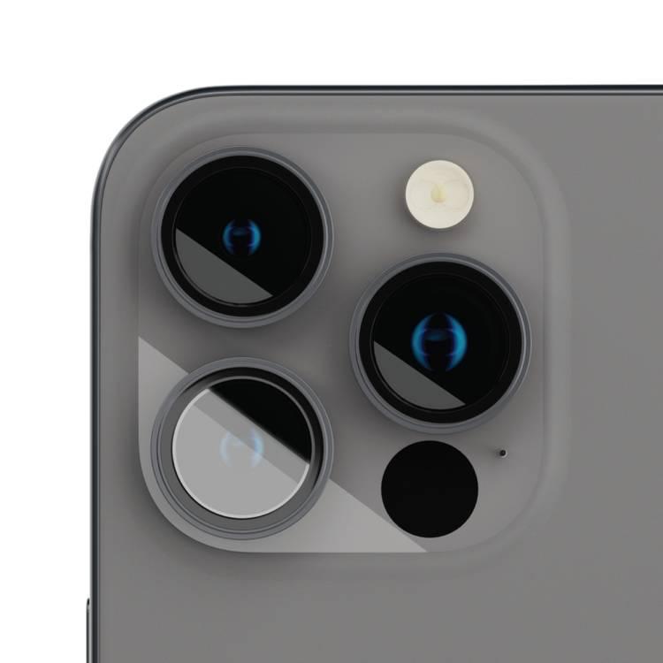 Levelo Lucent Trio 9H Hardness Camera Lens Protector (3PCS), Compatible with iPhone 15 Pro Max / 15 Pro, Anti-Fingerprint & Blur, 9H Hardness, Convex Ring - Gray