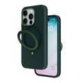 Levelo Iris Pro Liquide Silicone Case For iPhone 15 Pro Max, Magsafe, Anti Scratch, Shock-Proof Edges, Aluminum Camera Cover - Green 