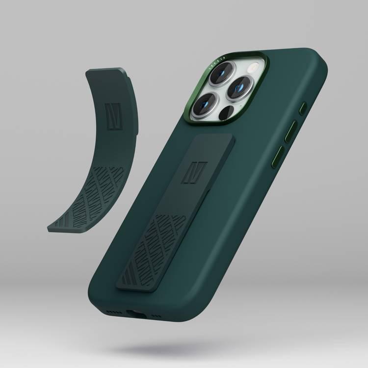 Levelo Morphix Silicone Case with Silicone Grip for iPhone 15 Pro Max, Reinforced Corners with Airguard, Premium Crafted Silicone, Shock-Proof Edges, 3H Anti Scratch, Built-In Grip, Magnetic Case - Green