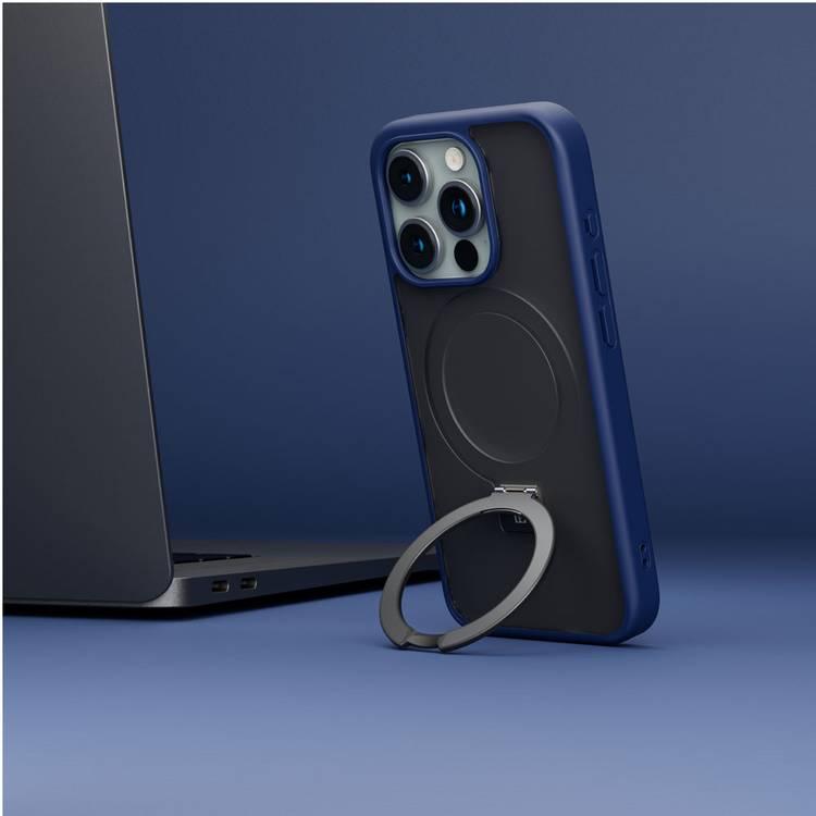 Levelo Verona Case for iPhone 15 Pro, Reinforced Corners with Airguard, Matte Finish TPU Material, Hybrid TPU & PC Material, MagSafe Compatible, Shock-Proof Edges,  3H Anti Scratch - Blue