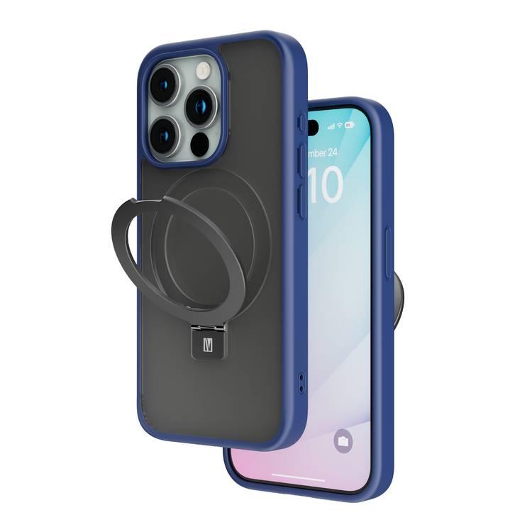 Levelo Verona Case for iPhone 15 Pro, Reinforced Corners with Airguard, Matte Finish TPU Material, Hybrid TPU & PC Material, MagSafe Compatible, Shock-Proof Edges,  3H Anti Scratch - Blue