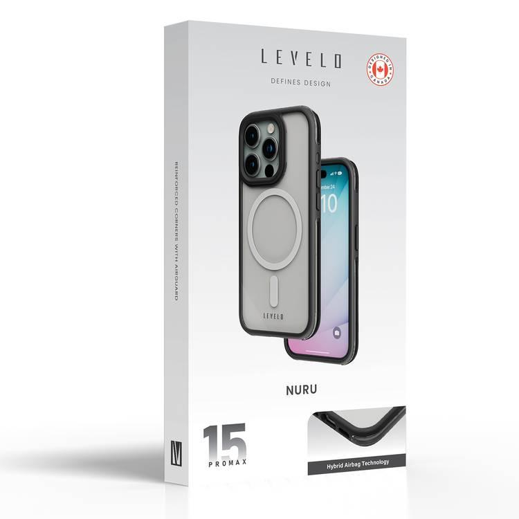 Levelo Nuru Case for iPhone 15 Pro Max - Black/Clear - Black