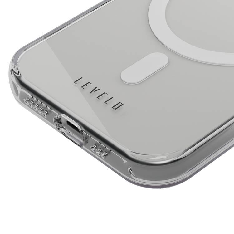 جراب صلب من Levelo Allure PC لهاتف iPhone 15 Pro، زوايا معززة مع واقي هواء، حواف مقاومة للصدمات، شفافية عالية، مضاد للخدش 3H، متوافق مع MagSafe، غلاف من البولي كربونات - شفاف