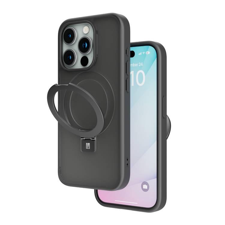 Levelo Verona Case for iPhone 15 Pro Max, Reinforced Corners with Airguard, Matte Finish TPU Material, Hybrid TPU & PC Material, MagSafe Compatible, Shock-Proof Edges, 3H Anti Scratch - Matte Black