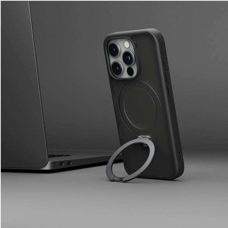 Levelo Verona Case for iPhone 15 Pro Max, Reinforced Corners with Airguard, Matte Finish TPU Material, Hybrid TPU & PC Material, MagSafe Compatible, Shock-Proof Edges, 3H Anti Scratch - Matte Black