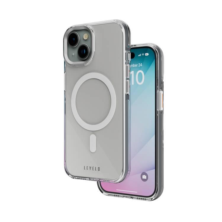 Levelo Allure PC Hard Case for iPhone 15 Plus, Reinforced Corners with Airguard, Shock-Proof Edges, High Transparency, 3H Anti Scratch, MagSafe Compatible, Polycarbonate Shell- Clear