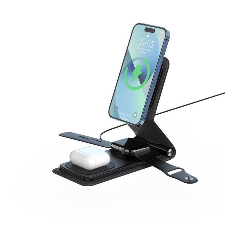 Levelo Arch 3 in 1 Leather Wireless Charging Stand  - Grey