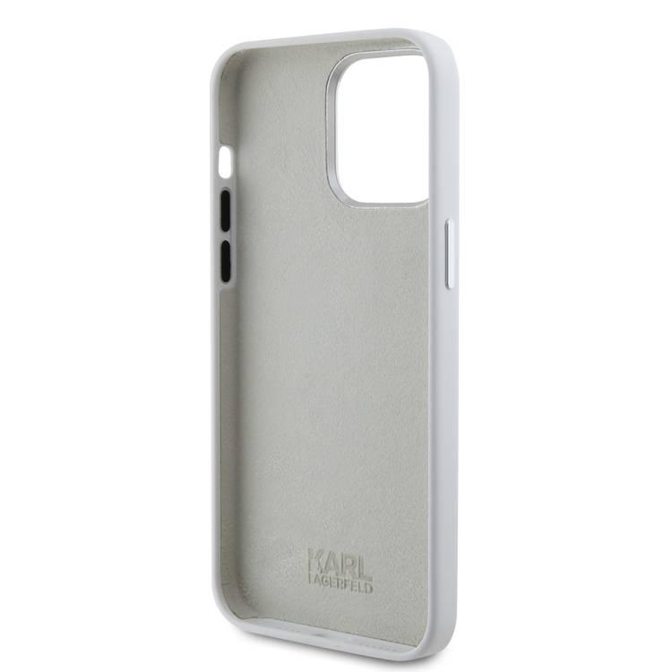 Karl Lagerfeld Silicon Hard Case with Ikonik NFT Logo & Metal Pinfor iPhone 15 Pro - White