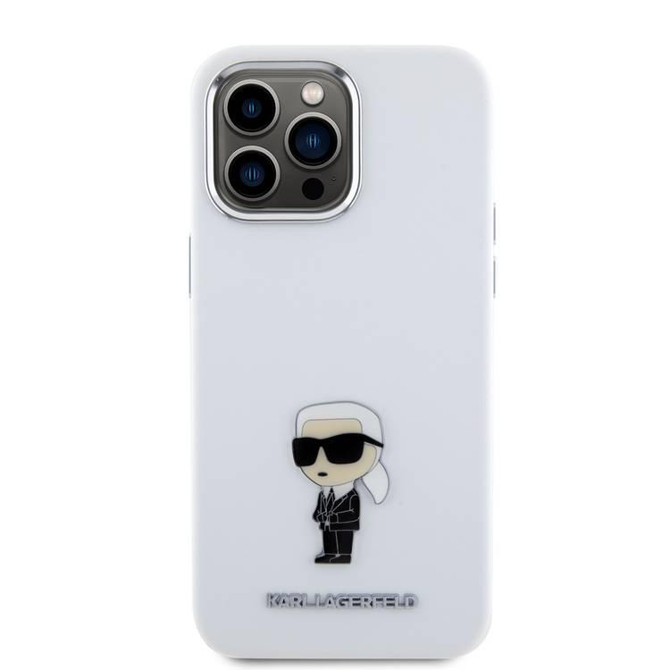 Karl Lagerfeld Silicon Hard Case with Ikonik NFT Logo & Metal Pinfor iPhone 15 Pro - White