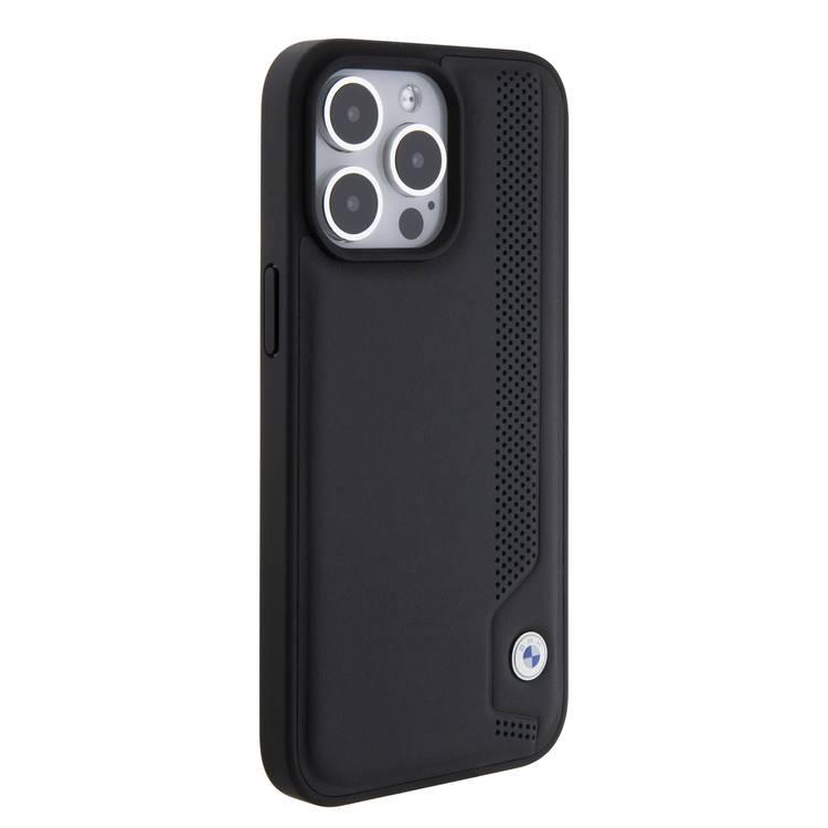 BMW Leather Case with Sign Blue Dots Pattern for iPhone 15 Pro Max