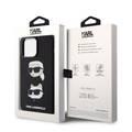 Karl Lagerfeld Silicon Hard Case with Karl Lagerfeld & Choupette Heads for iPhone 15 Pro - Black