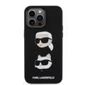 Karl Lagerfeld Silicon Hard Case with Karl Lagerfeld & Choupette Heads for iPhone 15 Pro - Black