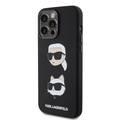 Karl Lagerfeld Silicon Hard Case with Karl Lagerfeld & Choupette Heads for iPhone 15 Pro - Black