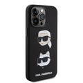 Karl Lagerfeld Silicon Hard Case with Karl Lagerfeld & Choupette Heads for iPhone 15 Pro - Black