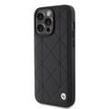 BMW Leather Case with Sign Quilted Pattern for iPhone 15 Promax - Black