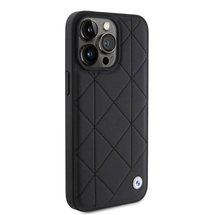 BMW Leather Case with Sign Quilted Pattern for iPhone 15 Pro Max