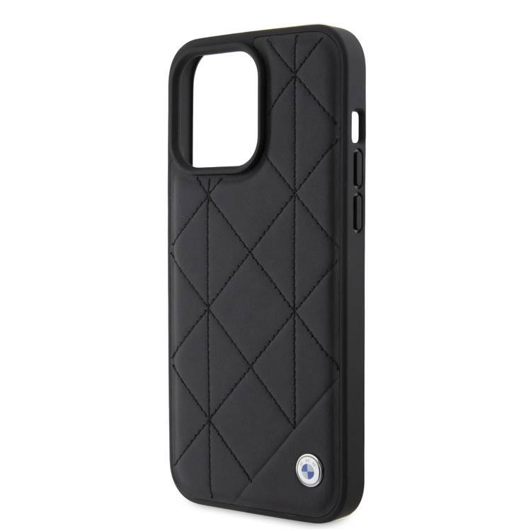 BMW Leather Case with Sign Quilted Pattern for iPhone 15 Pro Max