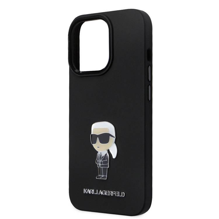 Karl Lagerfeld Silicon Hard Case with Ikonik NFT Logo & Metal Pinfor iPhone 15 Pro - Black