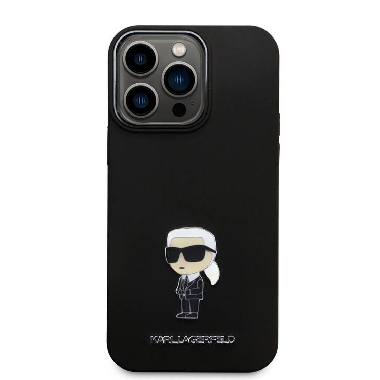 Karl Lagerfeld Silicon Hard Case with Ikonik NFT Logo & Metal Pinfor iPhone 15 Pro - Black