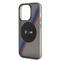 حافظة BMW Magsafe بتصميم M Tricolor Stripes لهاتف iPhone 15 Promax - رمادي