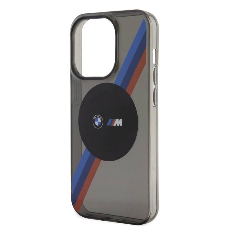 BMW Magsafe Case with M Tricolor Stripes Design for iPhone 15 Pro Max - Grey