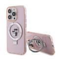 Karl Lagerfeld Magsafe Ringstand Case with Karl & Choupette Heads for iPhone 15 Pro - Pink