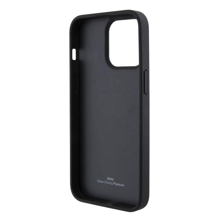 BMW Leather Case with Sign Seats Pattern for iPhone 15 Pro Max - Black