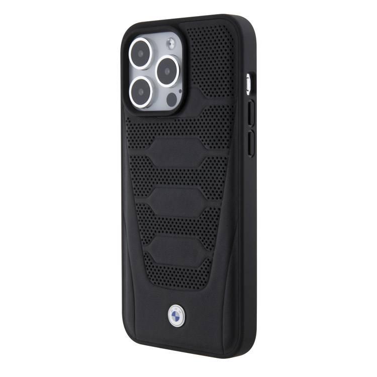 BMW Leather Case with Sign Seats Pattern for iPhone 15 Pro  - Black