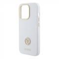 Guess Silicone Case with 4G Strass Logo Case - White - iPhone 15 Pro Max