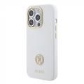 Guess Silicone Case with 4G Strass Logo Case - White - iPhone 15 Pro Max