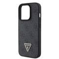 Guess PU Leather Case with 4G Triangle Strass & Triangle Logo - Black - iPhone 15 Pro