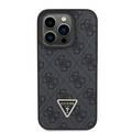 Guess PU Leather Case with 4G Triangle Strass & Triangle Logo - Black - iPhone 15 Pro