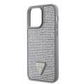 Guess Rhinestone Case with Triangle Logo  - Silver - iPhone 15 Pro Max