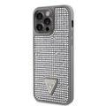 Guess Rhinestone Case with Triangle Logo  - Silver - iPhone 15 Pro Max