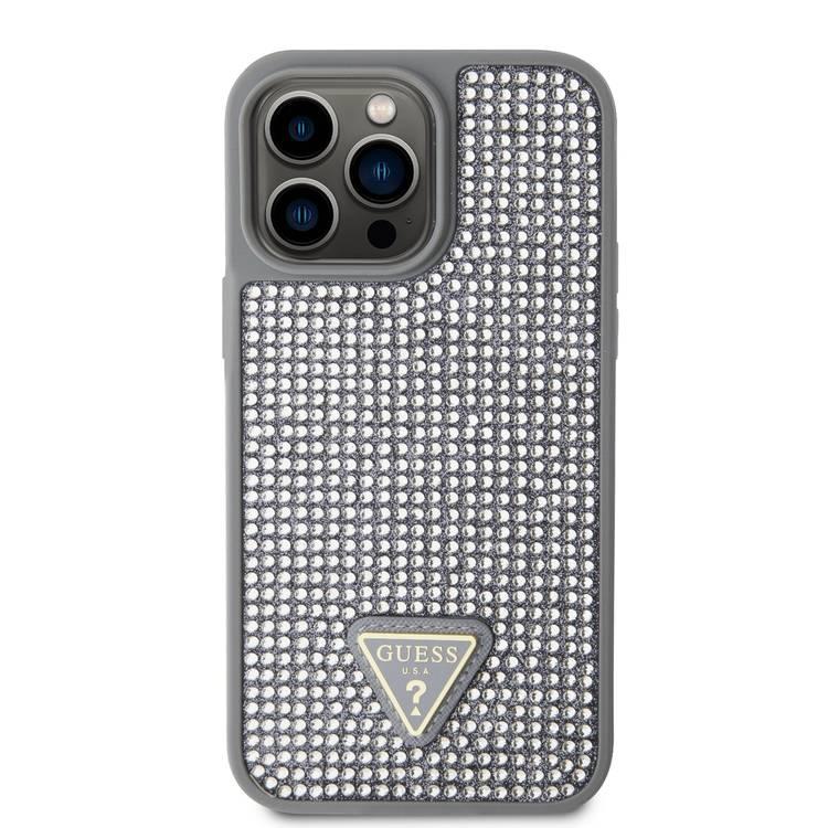 Guess Rhinestone Case with Triangle Logo  - Silver - iPhone 15 Pro Max