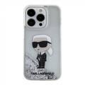 Karl Lagerfeld Liquid Glitter Case with NFT Karl Head - Silver - iPhone 15 Pro